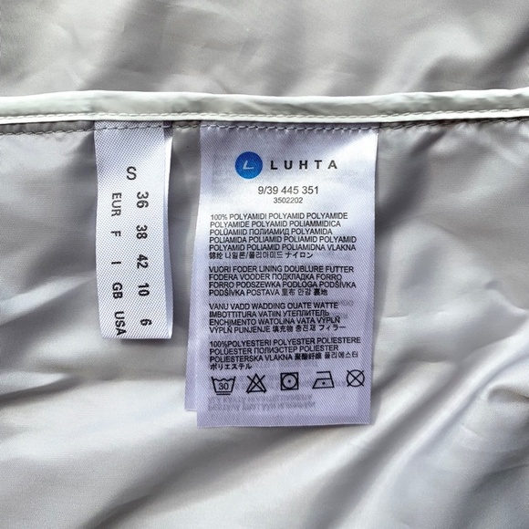 LUHTA Full Zip Nylon Windbreaker Lightweight Puffer Jacket White Sz 6 NWT - Picture 13 of 14